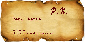 Petki Netta névjegykártya